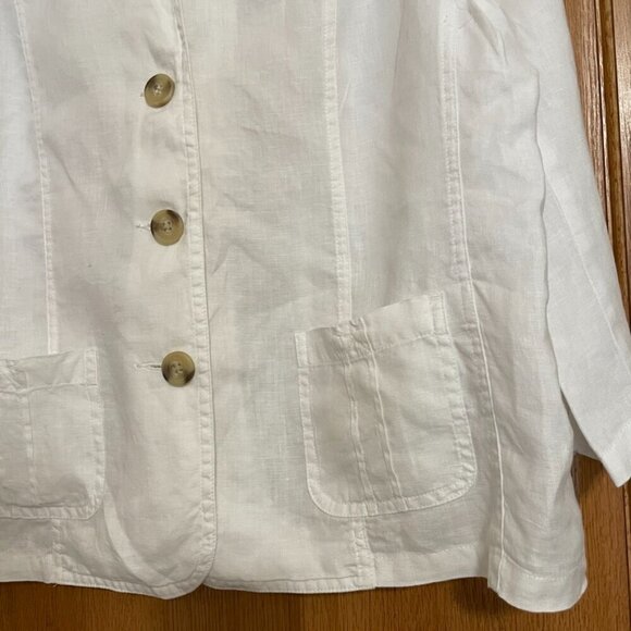 Vintage Cherokee White 100% Linen Button Up Blouse Size Large - Picture 5 of 11
